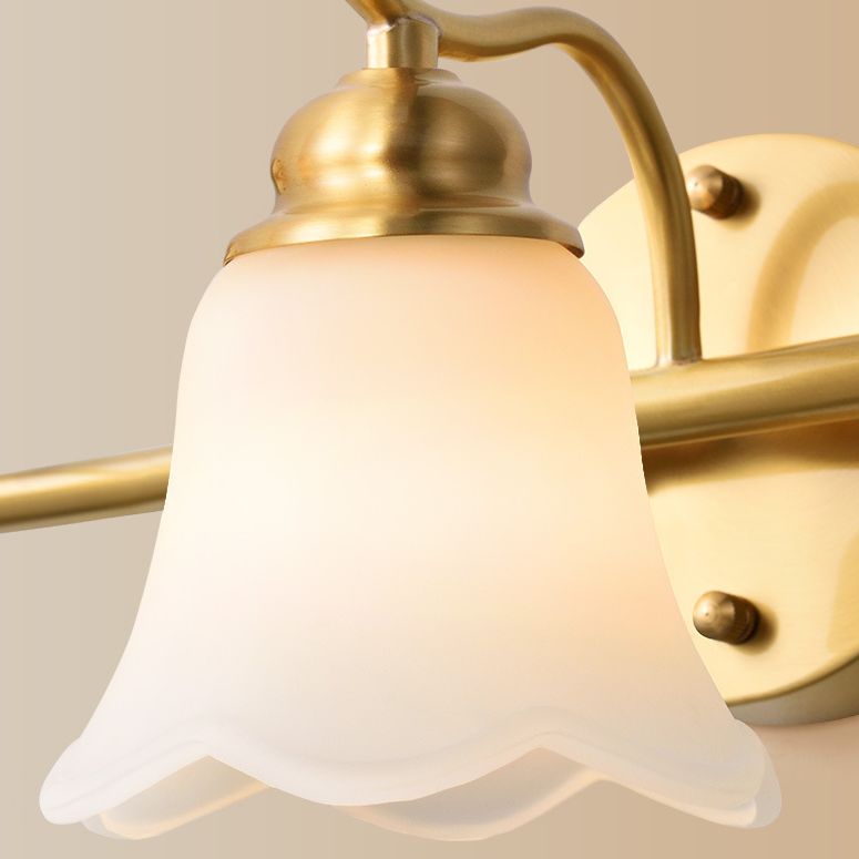 Luz de la pared interior de latón americano iluminación de la iluminación luz de tocador sobre el espejo en vidrio esmerilado