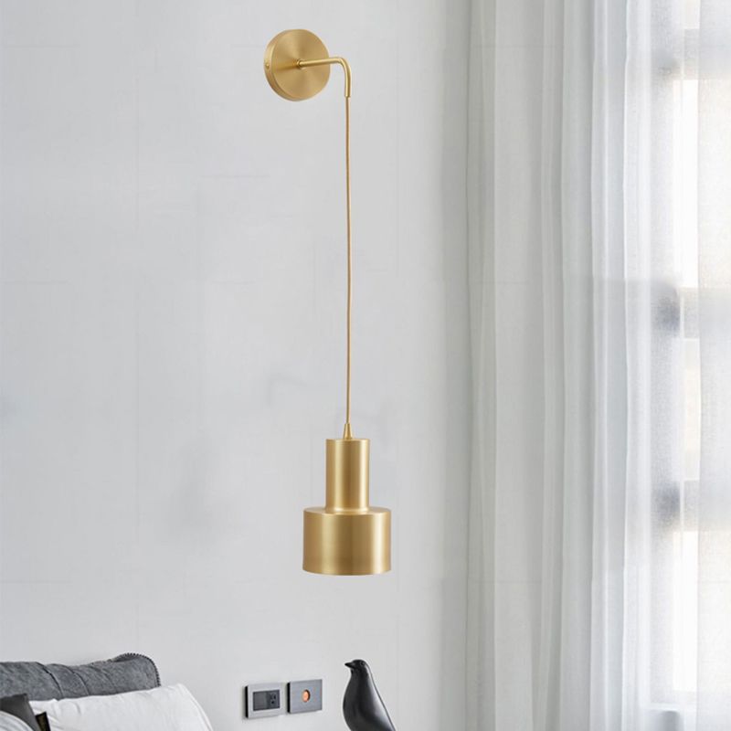 Metallzylinderwandmontaglampen Moderner Stil 1 leichte Leuchtenleuchten in Gold