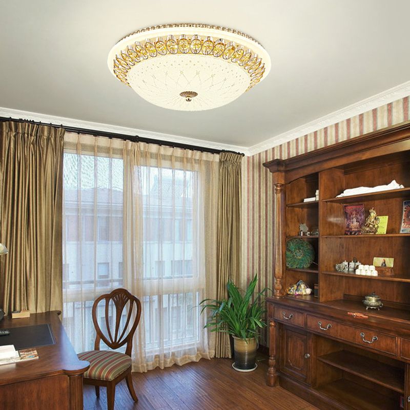 1 Légère lumière Flush Light Contemporary Clear Crystal Bedroom Flush Ceiling Lamp