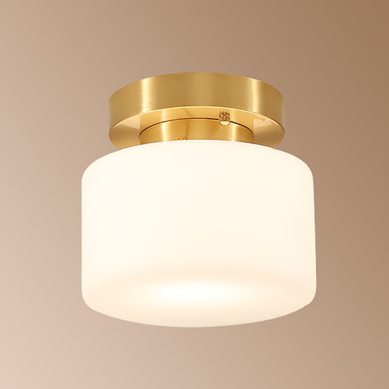 Glass Shaded Close to Ceiling Lighting Fixture Minimalist Ceiling Mount Lamp