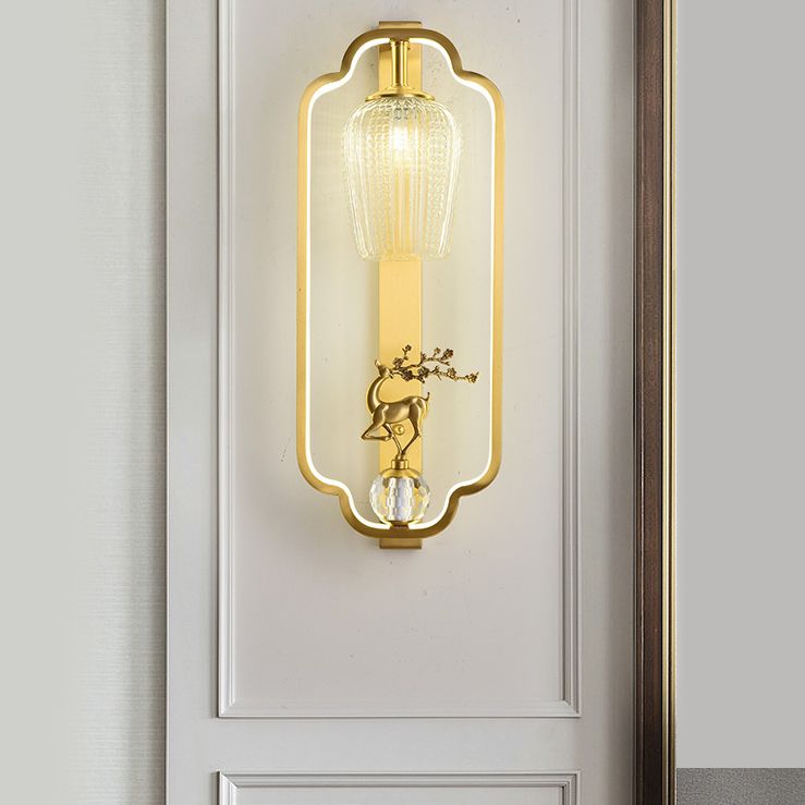 Light Luxury Wall Mount Light Copper Geometry Shape Wall Lamp for Bedroom