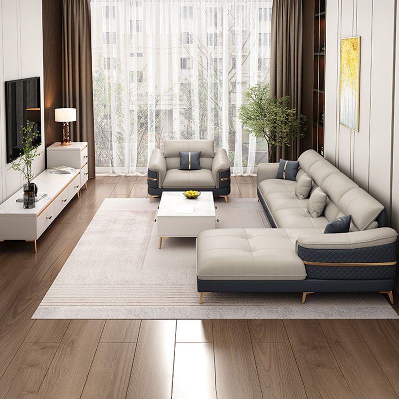 40.15 " H Faux Leather Flared Arm Sofa & Chaise for Living Room