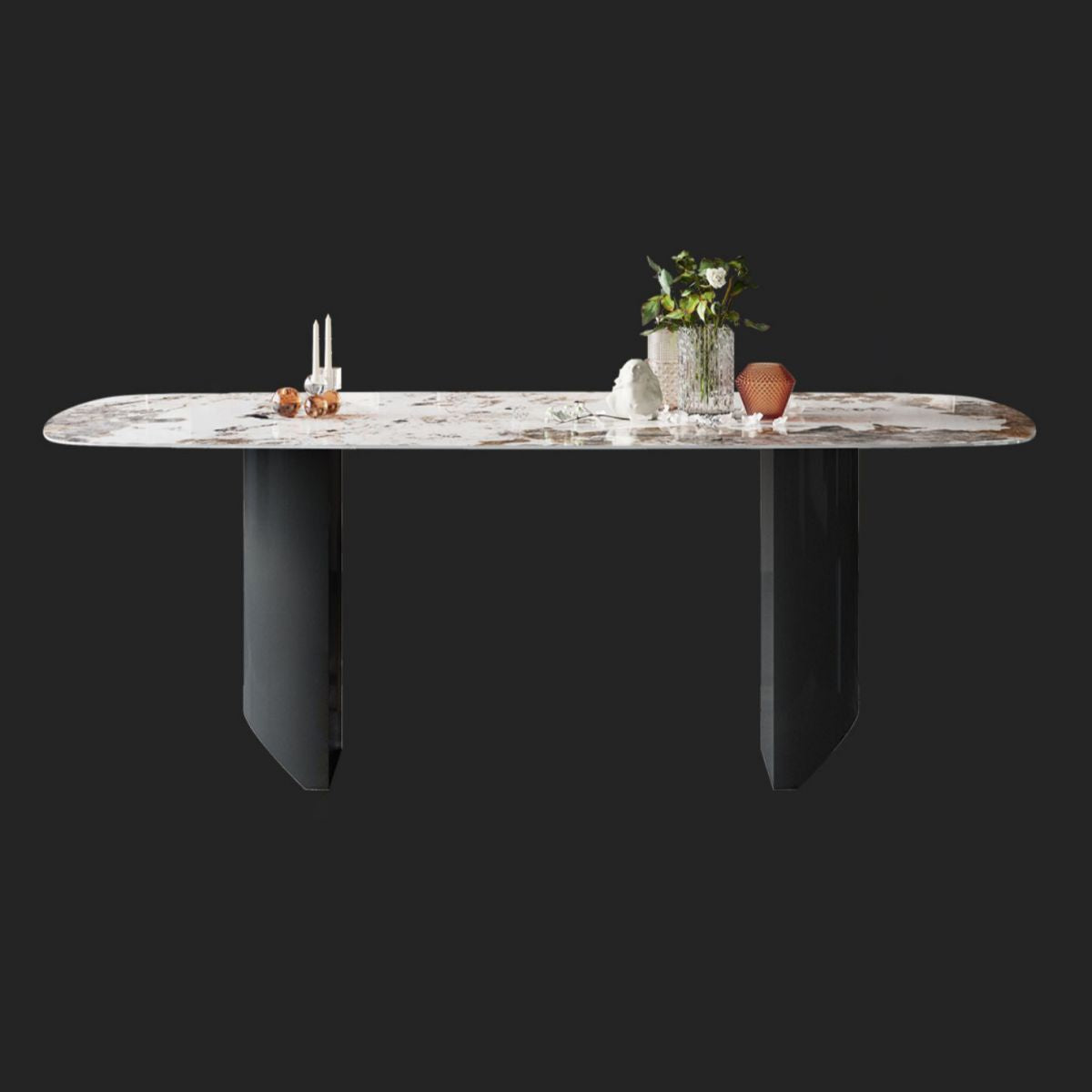 Metalen moderne rechthoekige binnentafel Gesinterde stenen tafel voor eetkamer