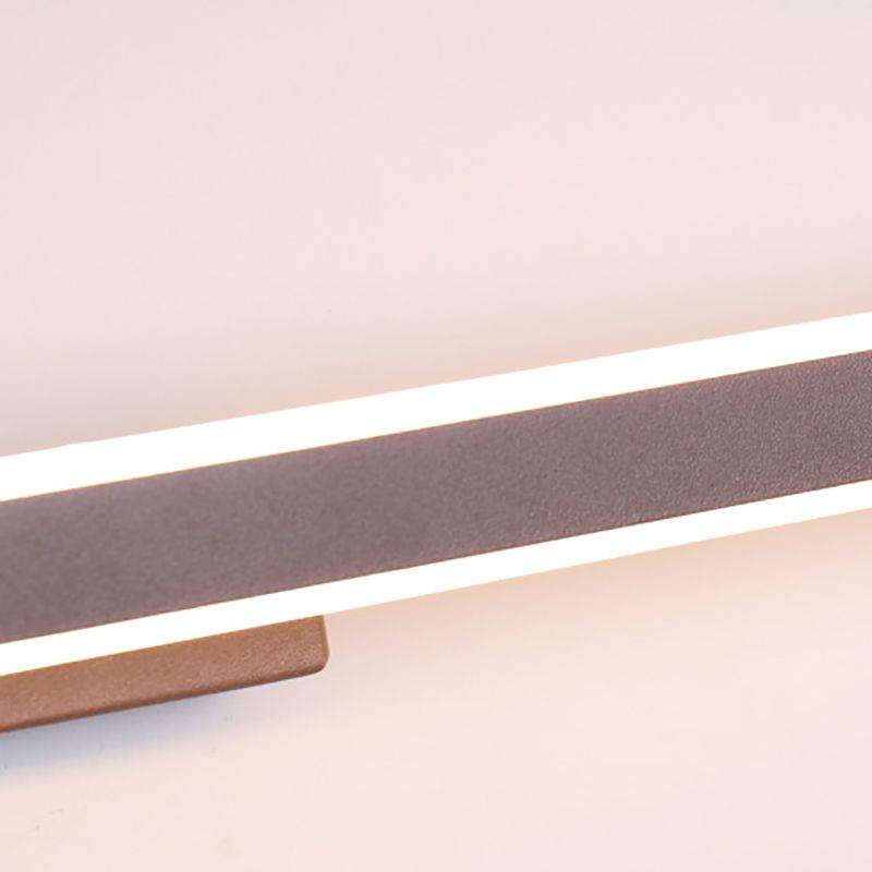 Metal Linear Shape Wall Light Modern 1 Light Mirror Wall Mount Light Fixture in Brown