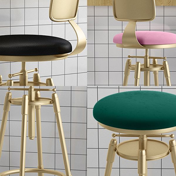 Glam Rotatable Liftable Counter Stool Iron Cashier Bar Stool with Cushion and Pedal