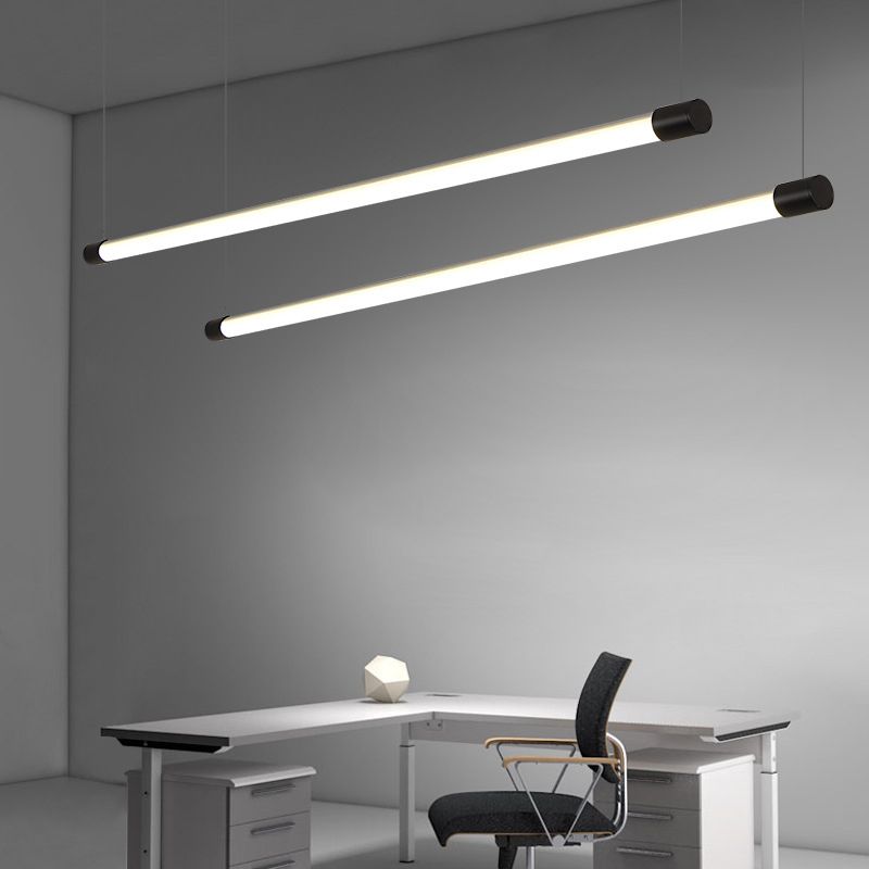 47 pouces de longueur ronde tube à led d'île Light Minimalisme moderne Aménagement d'éclairage à barre long pour la salle des affaires de bureau