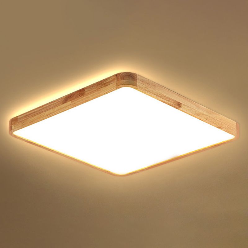 Moderne rechteckige Unterputz-Deckenleuchte Leuchtmittel Holz LED-Schlafzimmer Flush Mount Deckenleuchte in Beige