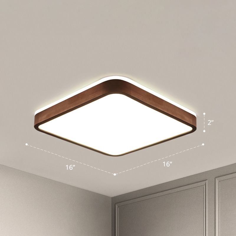 Bruine geometrische inbouwplafondlamp Minimalistische LED houten inbouwverlichting voor slaapkamer