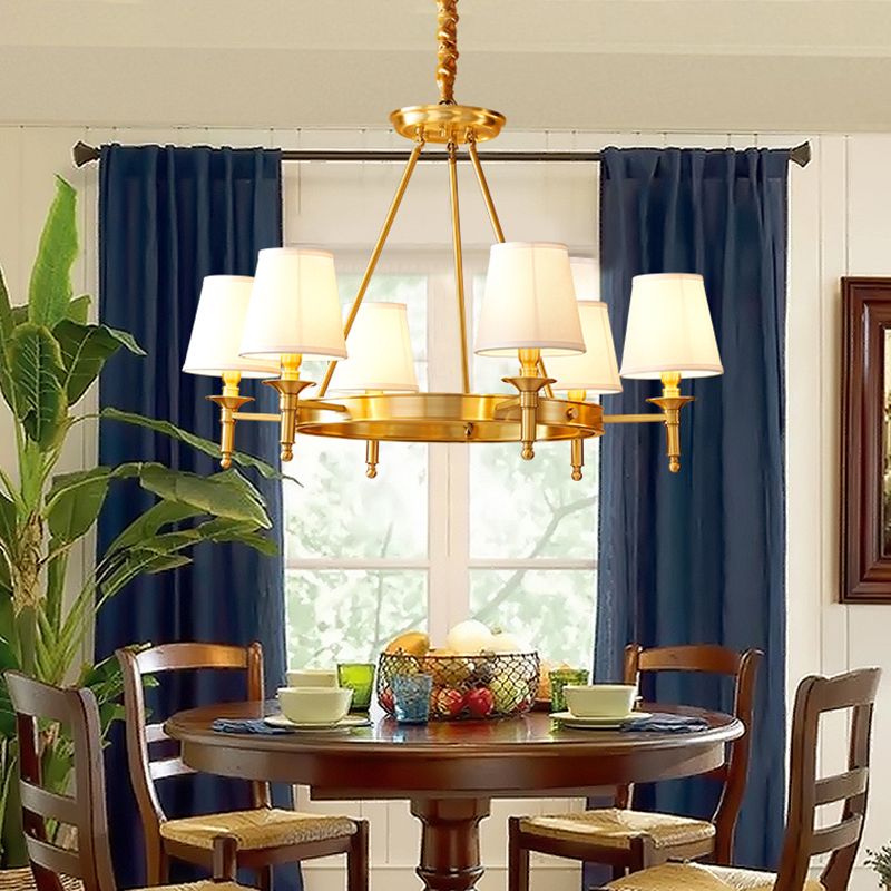 Gold Wagon Wheel Chandelier Light Fixture Traditional Metal Living Room Ceiling Pendant