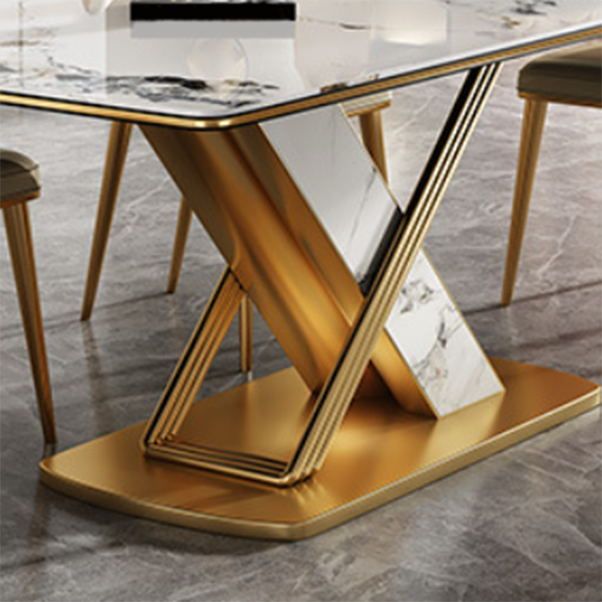 Luxurious Rectangle Dining Set 1/4/6/7 Pieces Sintered Stone Top Dinette Table Set