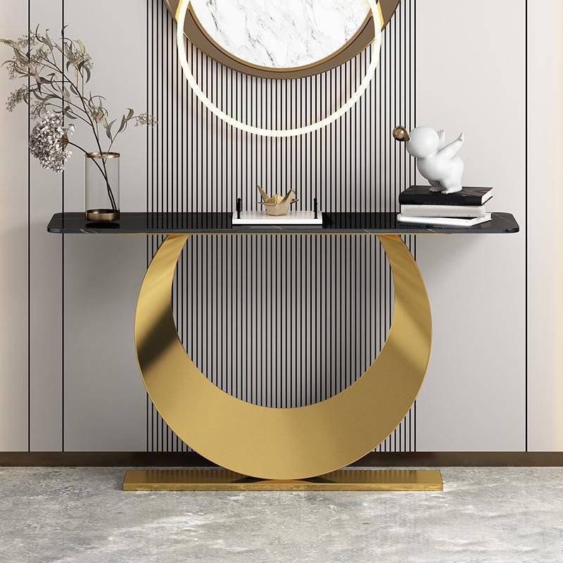 Contemporary Console Accent Table Rectangle Console Table in Stone