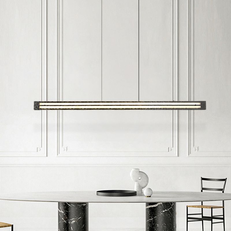 Contemporary Hanging Light Linear LED Island Light Fixture with Glass for Dining Room