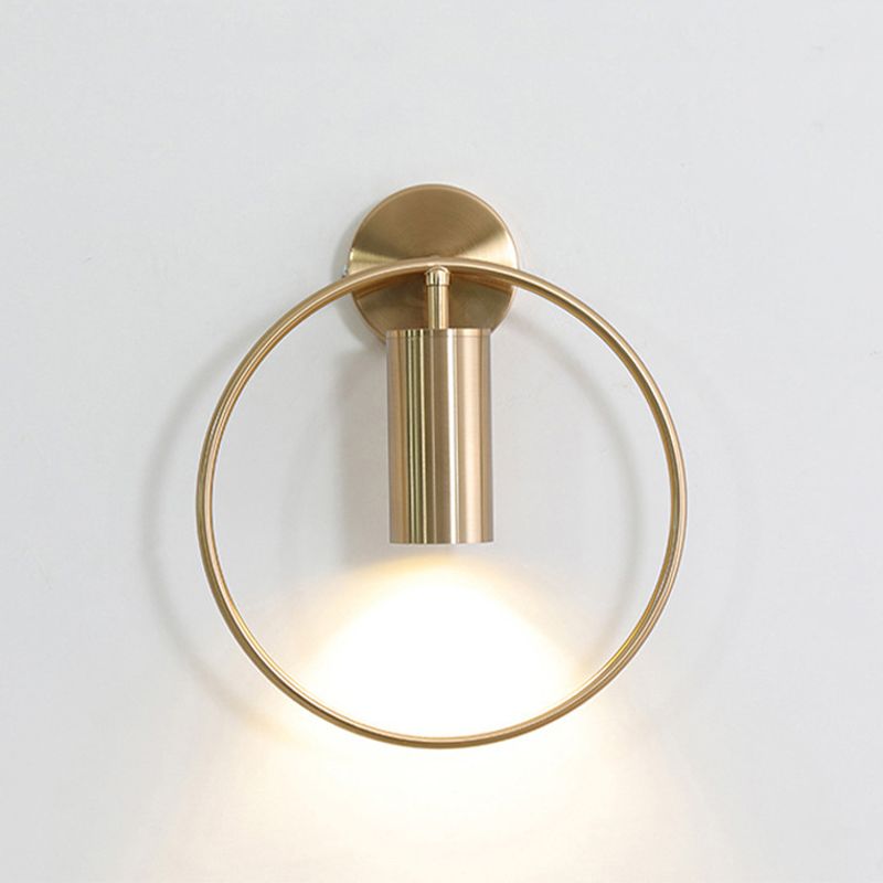 11"/15" H Metal Gold Wall Mount Lighting Round 1 Bulb Vintage Flush Wall Sconce in Warm/White/Natural Light