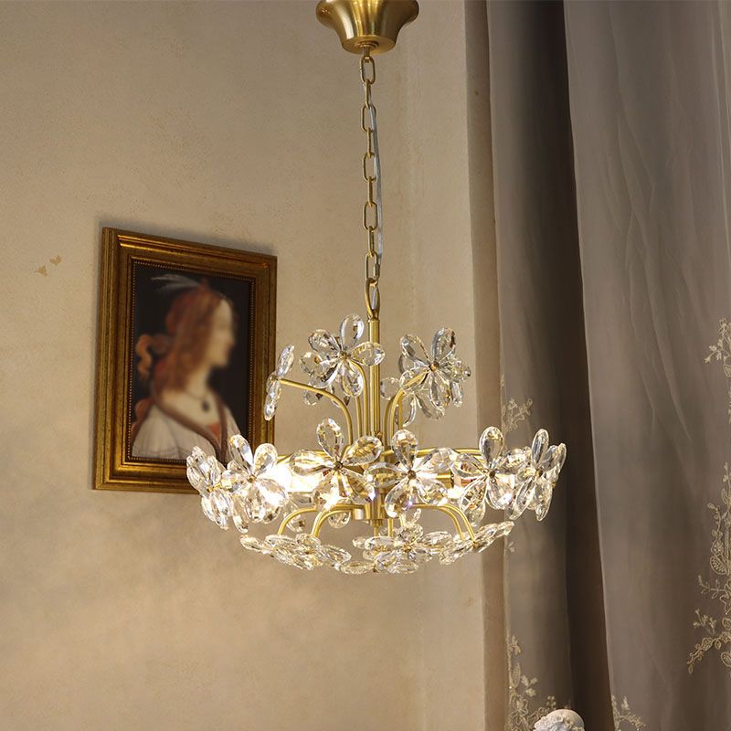 American Style Chandelier Light Fixtures Multi-Head Suspension Pendant Lamps with Crystal