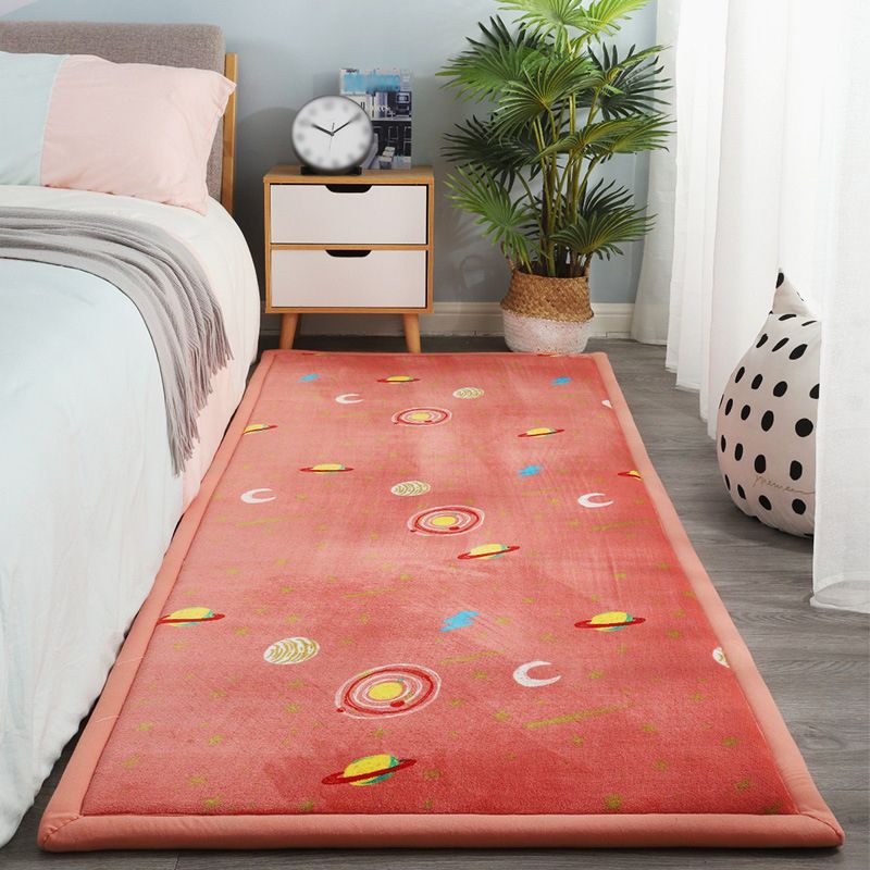 Contemporary Bedroom Rug Multi Color Solid Area Carpet Polyster Pet Friendly Anti-Slip Backing Rug