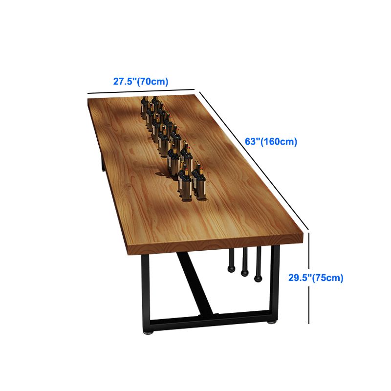 Pine Solid Wood Dining Table Rectangle Dining Table with Trestle Base