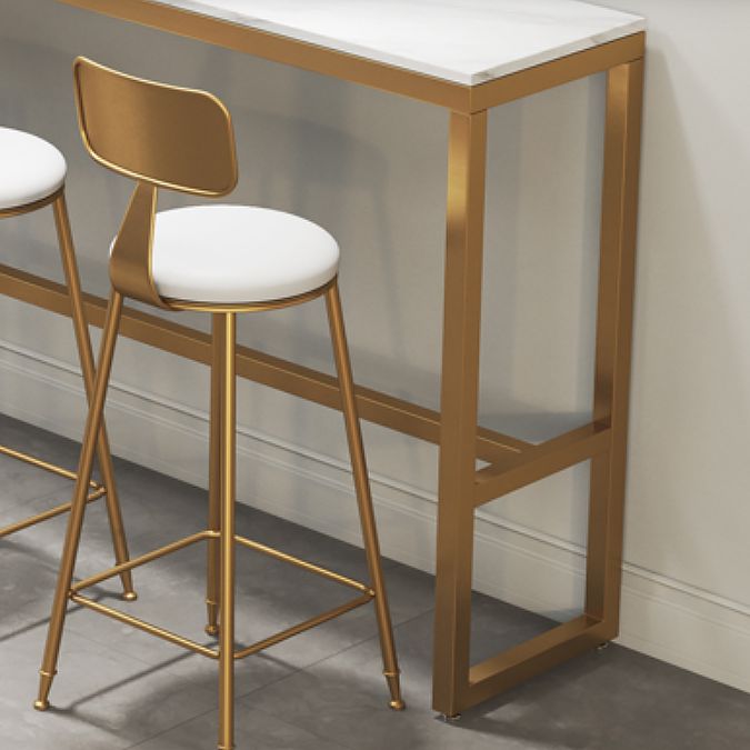 White Faux Marble Bar Height Table Glam Rectangle Bar Dining Table