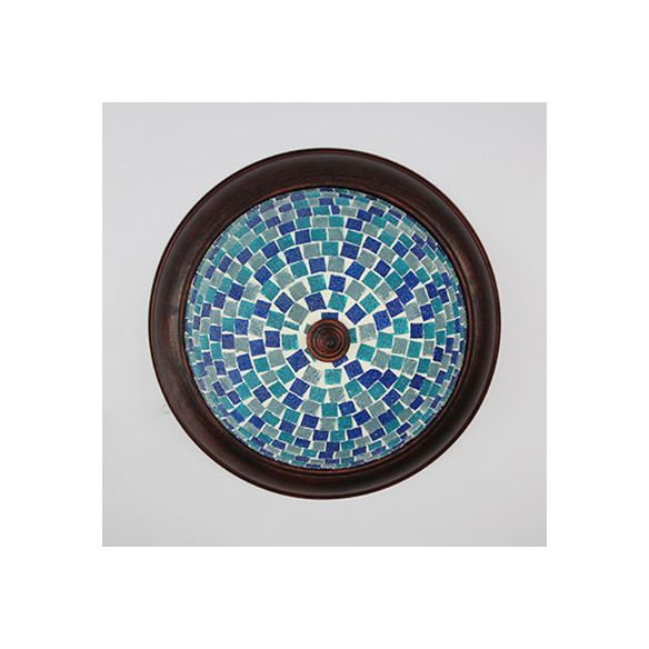 Bowl Shape Ceiling Light Fixture Lodge Stained Glass 1 Bulb Flushmount Ceiling Light in White/Blue/Light Blue/Clear/Blue-White/Dark Blue