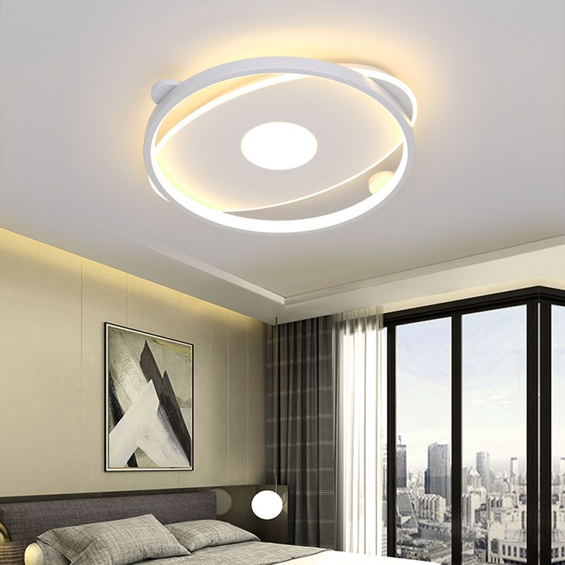 White Ring LED Flush Mounted Ceiling Lights Contemporary Lighting Fixture for Living Room