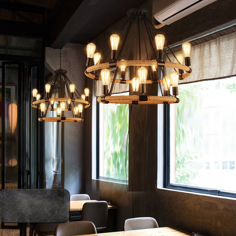 Lámpara de araña de estilo industrial de araña de araña colgante de beige de beige para restaurante
