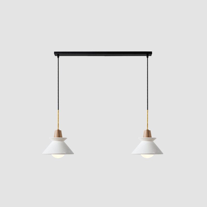 White Conical Pendant Light Fixture Minimalist Style Cement Pendant Ceiling Light