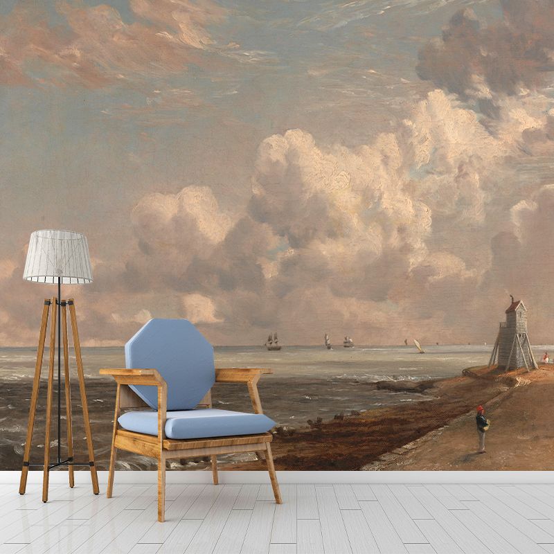 Natural Landscape Illustration Wall Mural Classic Decorative Wall Mural for Bedroom