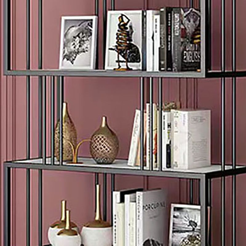 Open Vertical Etagere Bookshelf Industrial Iron Frame Manufactured Wood Shelf Bookshelf