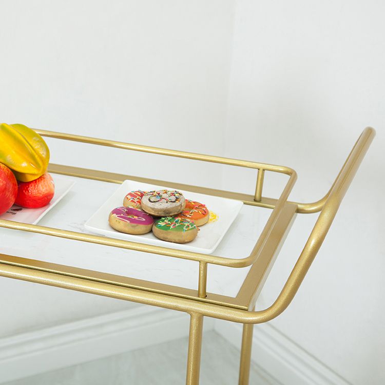 Contemporary 33.86"H Rolling Prep Table Rectangular Metal Prep Table for Home Use