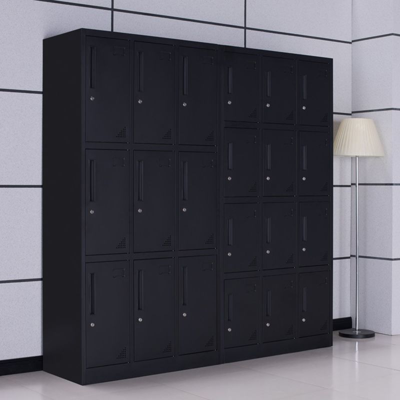 Black Steel Wardrobe with Hinged Door Industrial Storage Cabinet for Bathroom