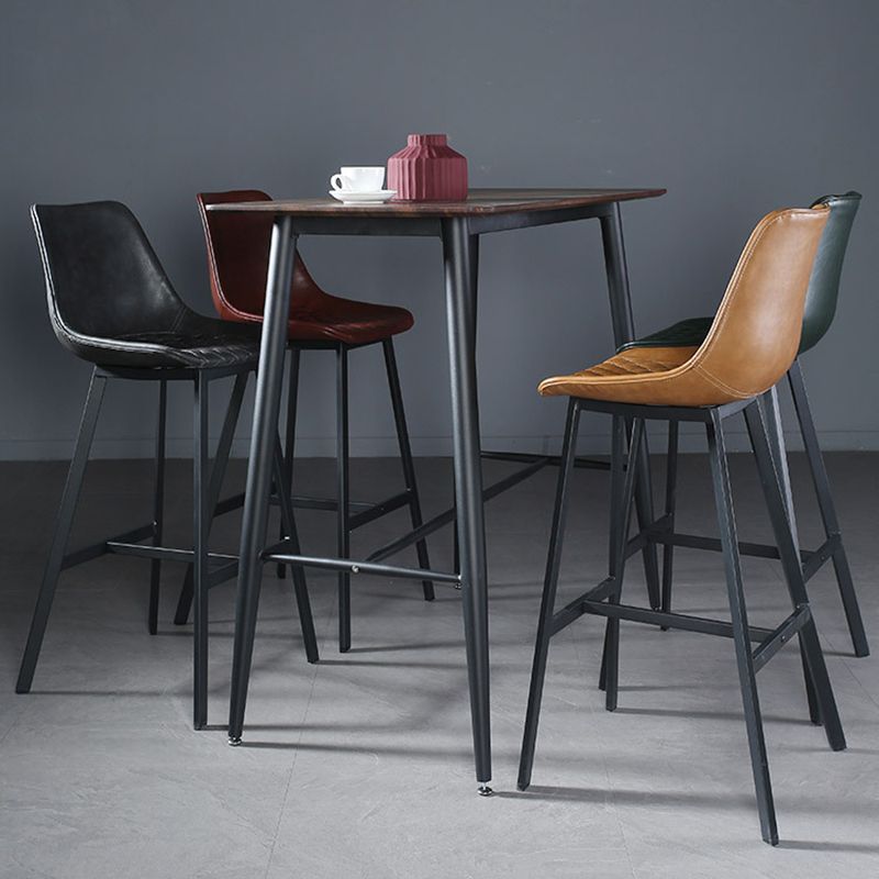 Modern PU Leather Bar-stool Bucket Seat Counter Bar Stool with Metal Legs
