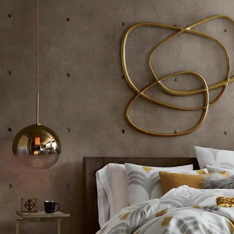 1 Head Globe Bedside Hanging Light Gradient Glass Modern Down Lighting Pendant