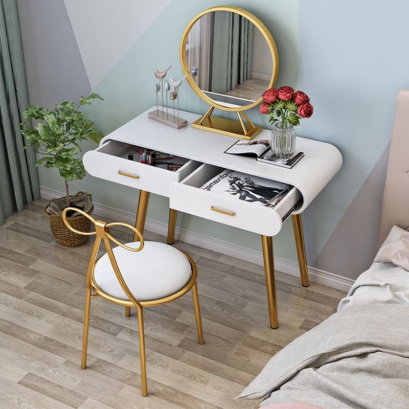 White Gold Makeup Counter with Drawer Glam Vanity Tables, 15.74" Wide