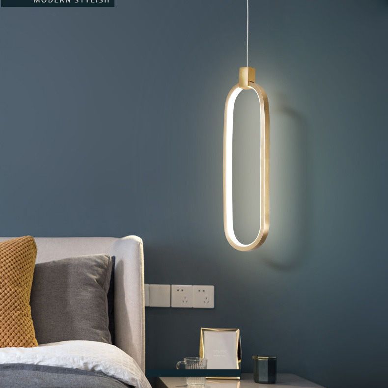 Luce a ciondolo a LED in alluminio in moderno gel di silice in stile conciso luce oblunga per camera da letto