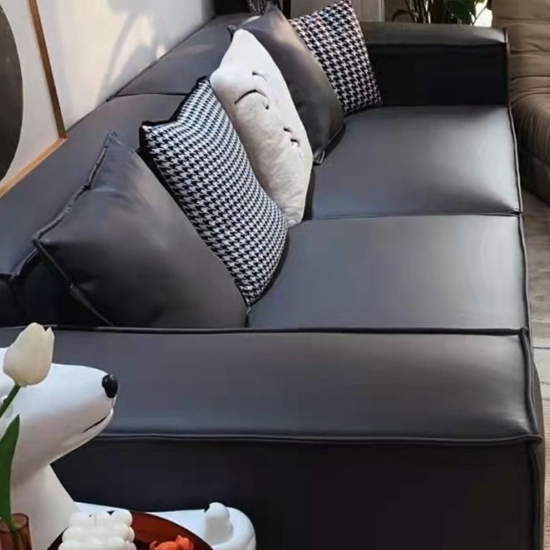 Stain Resistant Stationary Faux Leather Living Room Square Arm Settee