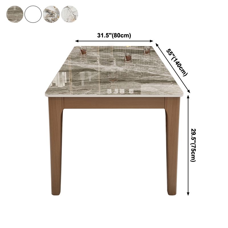 Rectangle Dining Site Table Midcentury Style Stone Dinner Room Kitchen Table