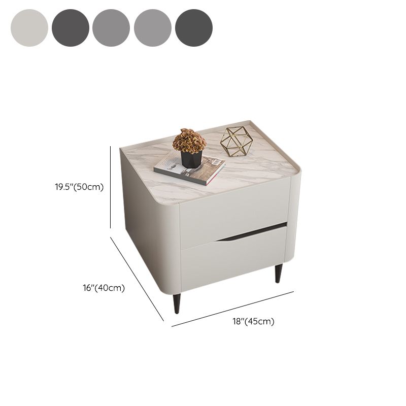 2 - Drawer Contemporary Accent Table Nightstand Antique Finish Bedside Cabinet