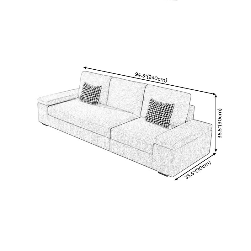 Stationary with Storage Slipcovered Square Arm Gray Cushions Sofa