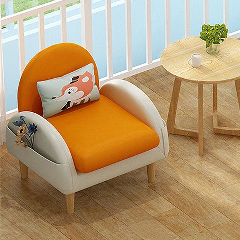 Faux Leather Arm Chair Pillow Back Accent Chair, 23.62" W √ó 25.59" L √ó 25.59" H