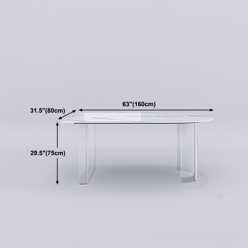 Stone Center Top Dining table Acrylic Double Pedestal Modern White Dinette Table
