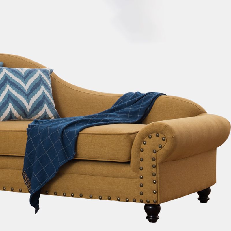 Contemporary Fabric One Armed Chaise Rolled Arms Accent Chair with Pillows