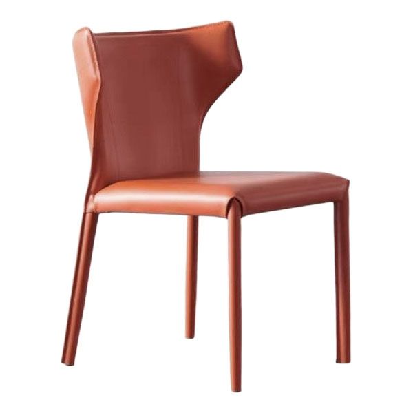 Contemporary Leather Dining Chair Wingback Side Chair in Matte Finish