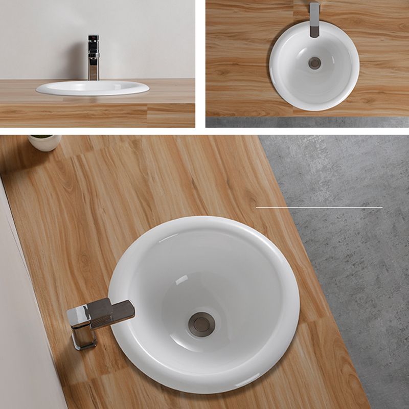 Traditional Drop-in Bathroom Sink Oval Porcelain with Overflow and Faucet Basin
