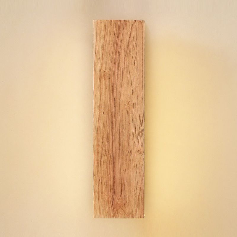 Contemporary Vanity Light Rectangle Wall Sconce with Wood for Bathroom