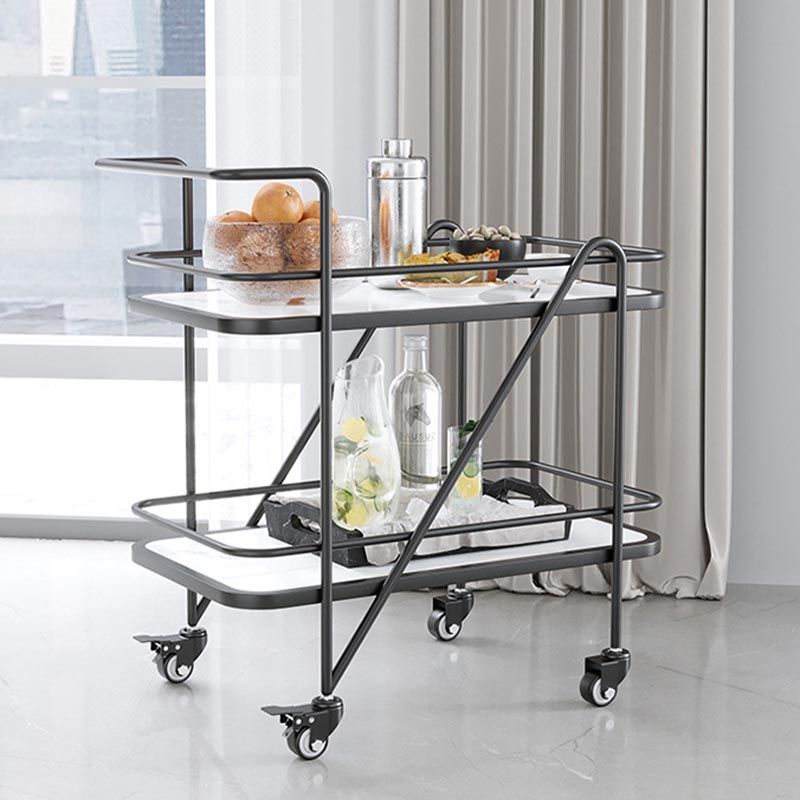 Rolling Modern Prep Table Metal Prep Table with Storage for Dining Room