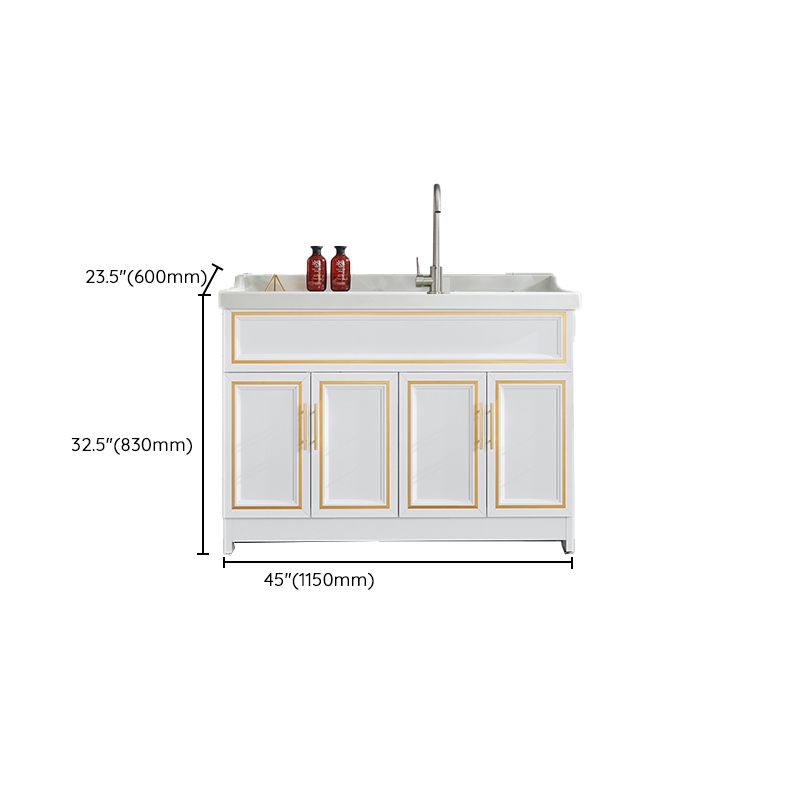 Bathroom Sink Vanity Ceramic Sink Drawers Storage Shelf Vanity with Faucet