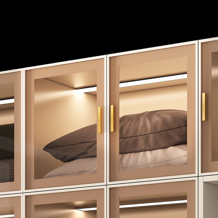 Engineered Wood Armoire with Glass Doors Modern Cabinet for Bedroom