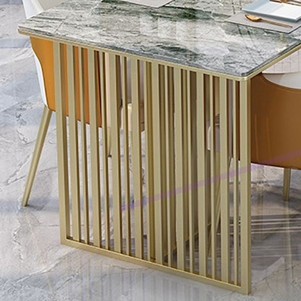 Mesa de comedor de piedra sinterizada de lujo Mesa de interior rectángulo con base de pedestal doble