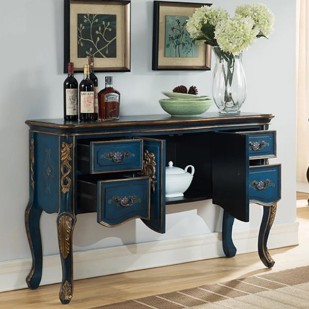 French Country Wooden Console Table Rectangle Console Sofa Table for Hall