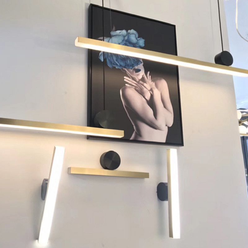 Linear Hanging Pendant Lights Contemporary Metal Chandelier Light Fixture