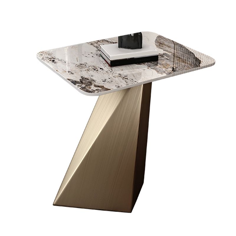 20.5" Tall Modern Slate Top Side Table Steel Pedestal End Table